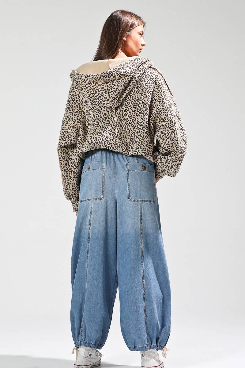 Leopard print contrast rib jacket