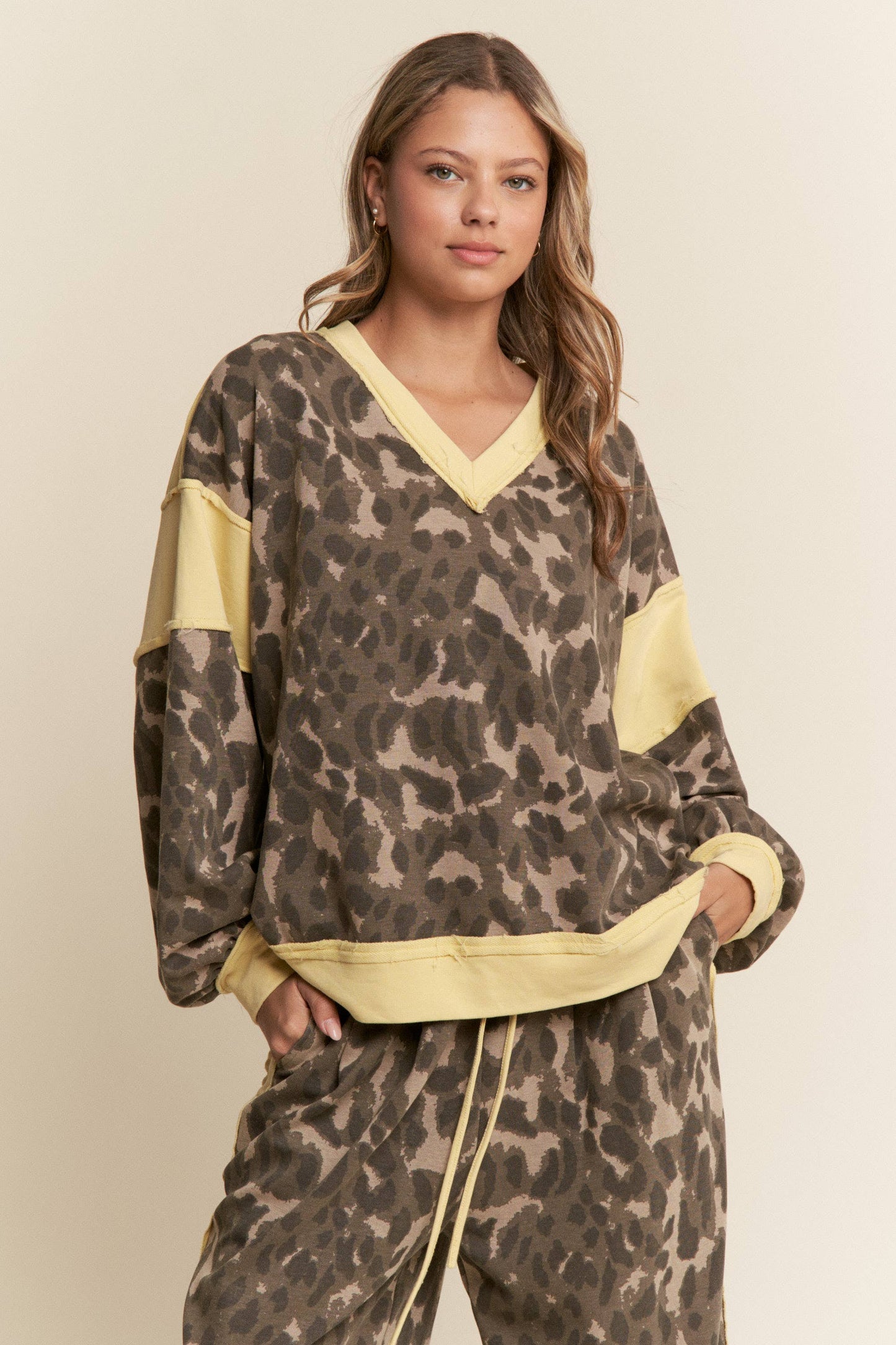 Leopard & Butter yellow  Sweater Top
