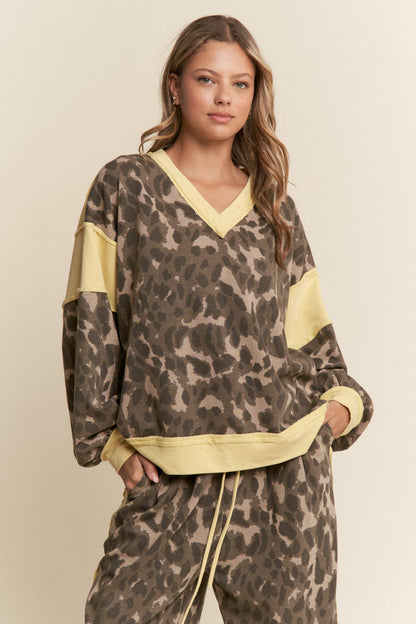 Leopard & Butter yellow  Sweater Top
