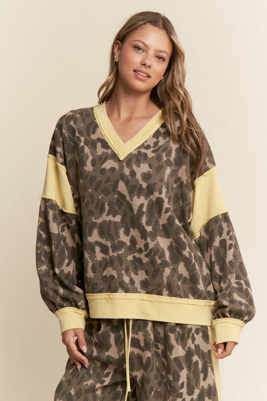 Leopard & Butter yellow  Sweater Top