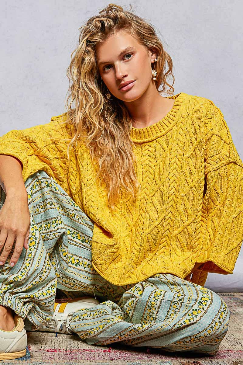 Preorder Cozy Cable Knit Cropped Pullover Sweater