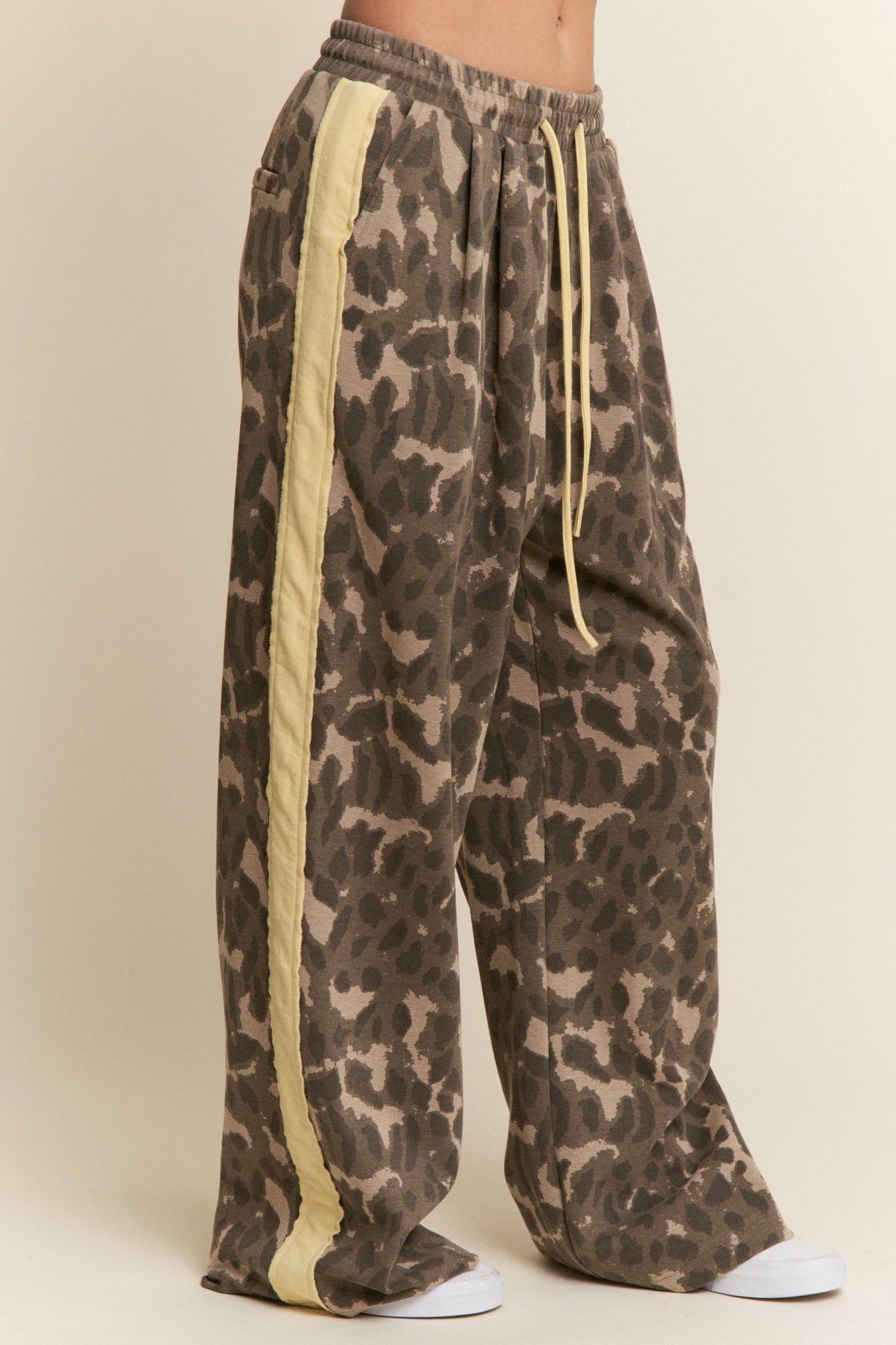 Leopard Print/Butter yellow Wide Leg Bottoms