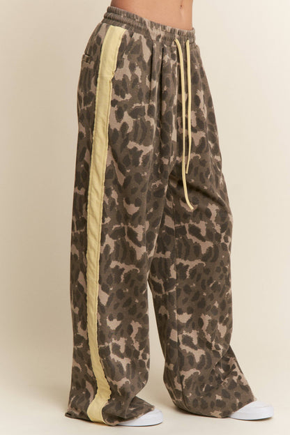 Leopard Print/Butter yellow Wide Leg Bottoms