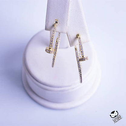 Gold & Crystal Nail Hoops