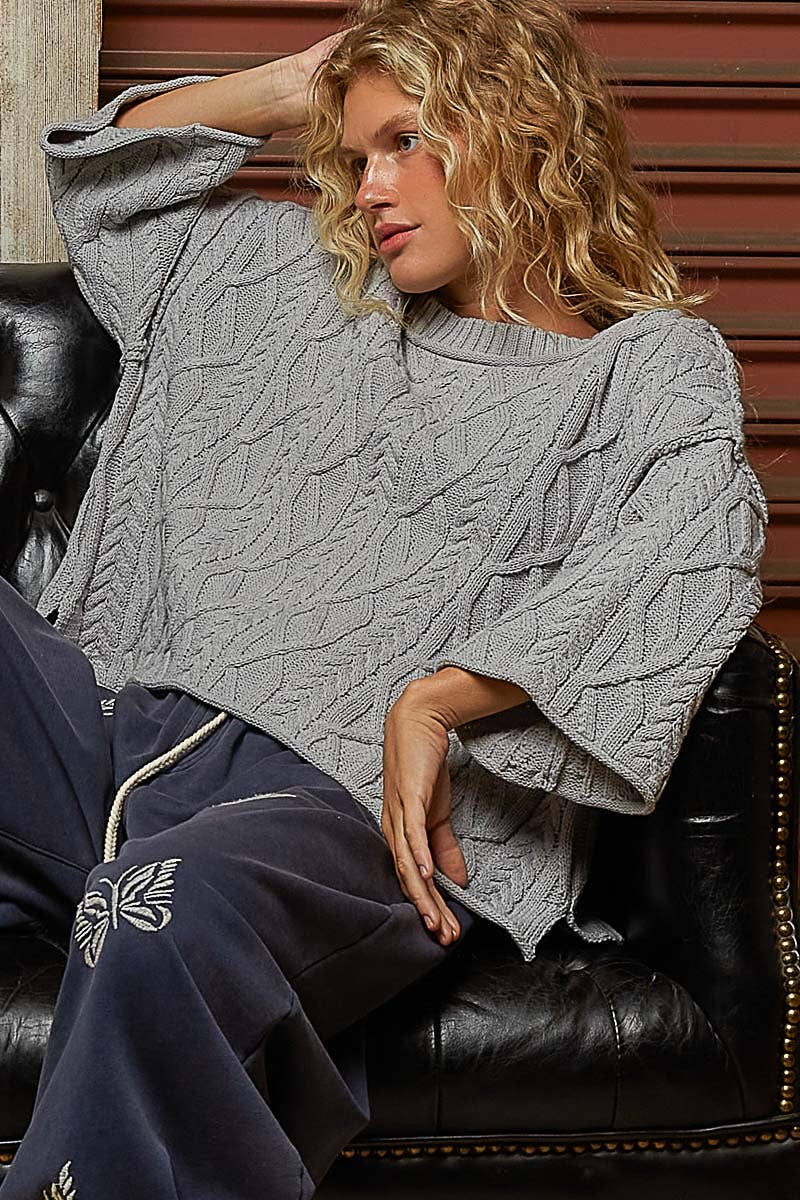 Preorder Cozy Cable Knit Cropped Pullover Sweater