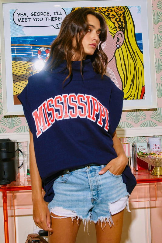 'MISSISSIPPI' Print Oversized Muscle Top