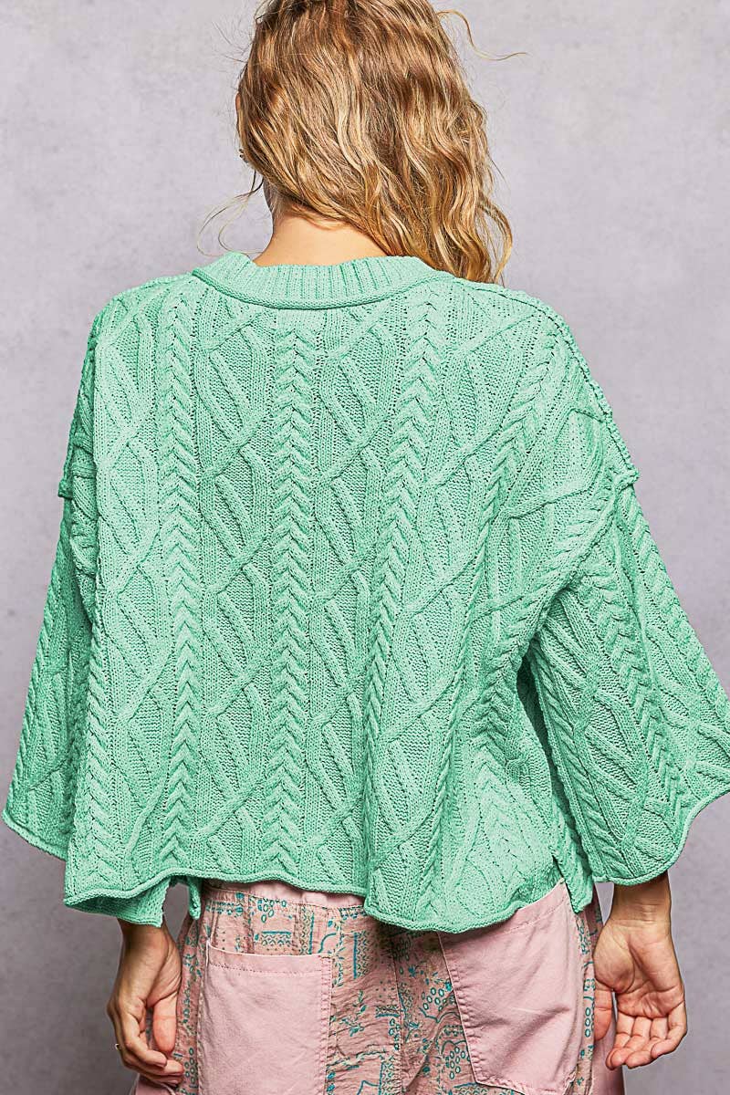 Preorder Cozy Cable Knit Cropped Pullover Sweater