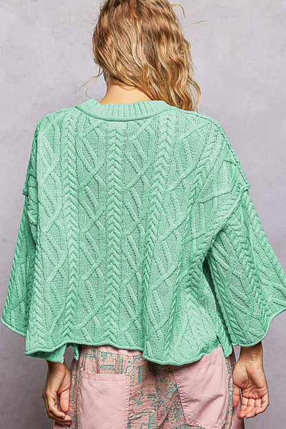 Preorder Cozy Cable Knit Cropped Pullover Sweater