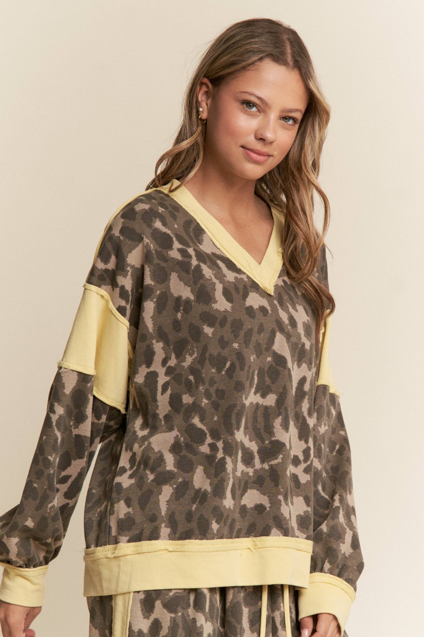 Leopard & Butter yellow  Sweater Top