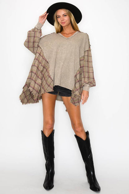 Boho Oversized top with Plaid Flannel