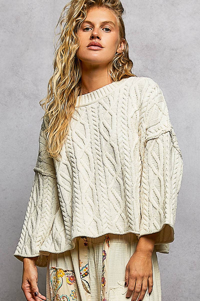 Preorder Cozy Cable Knit Cropped Pullover Sweater
