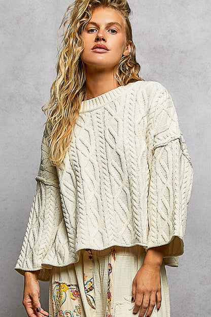 Preorder Cozy Cable Knit Cropped Pullover Sweater