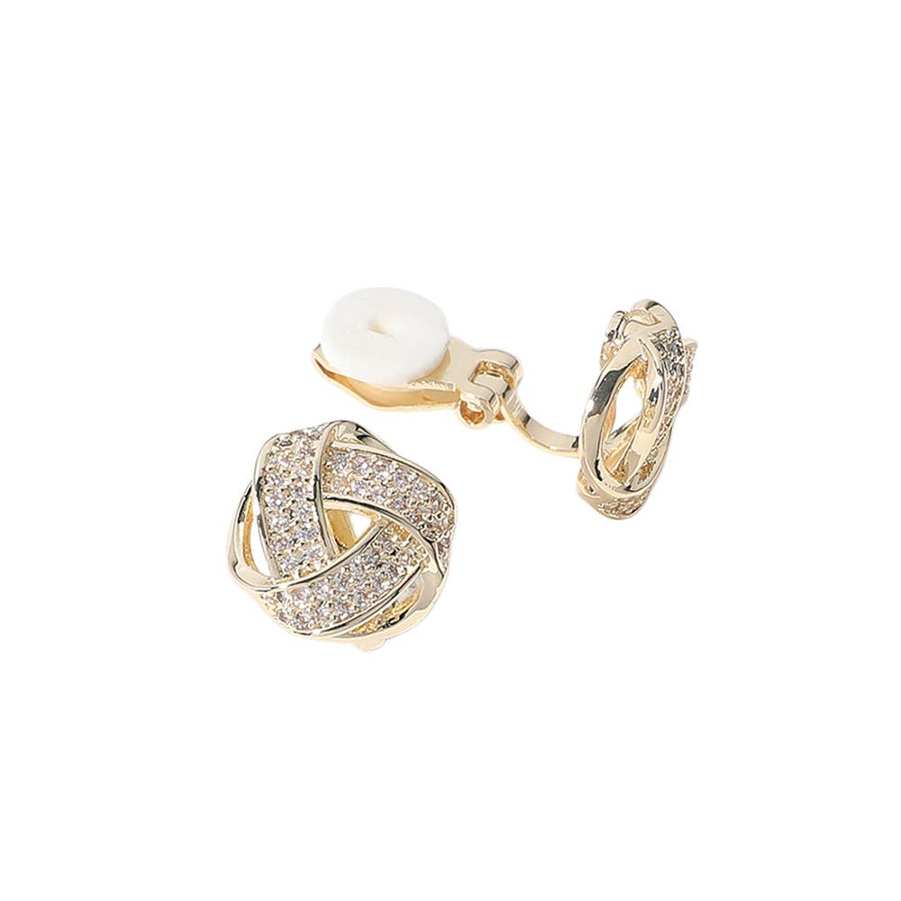 14K Gold Plated Knot Stud Clip On Earrings