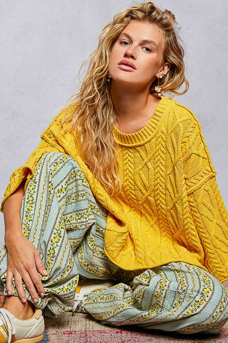 Preorder Cozy Cable Knit Cropped Pullover Sweater